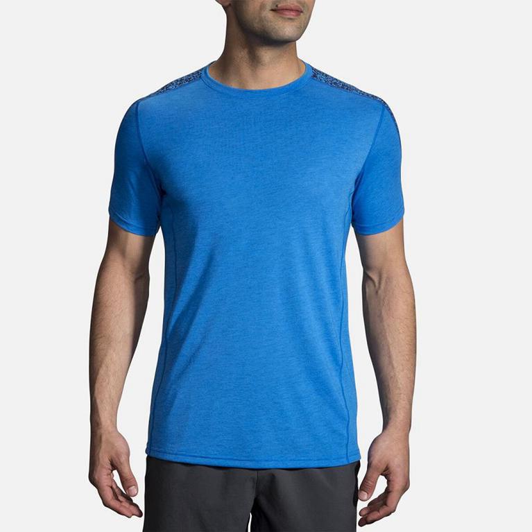 Brooks Distance Men's Short Sleeve Running Shirt - Blue (52974-TRDO)